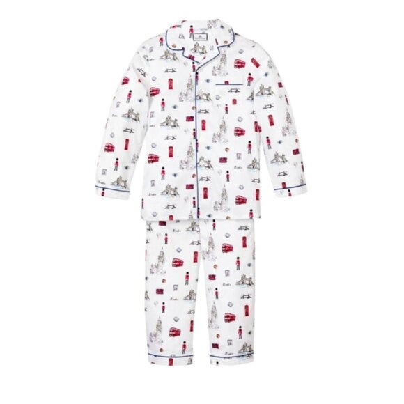 Petite Plume Boys London Print Pajama Set Size 14 Flame Resistant Cotton - Picture 1 of 11